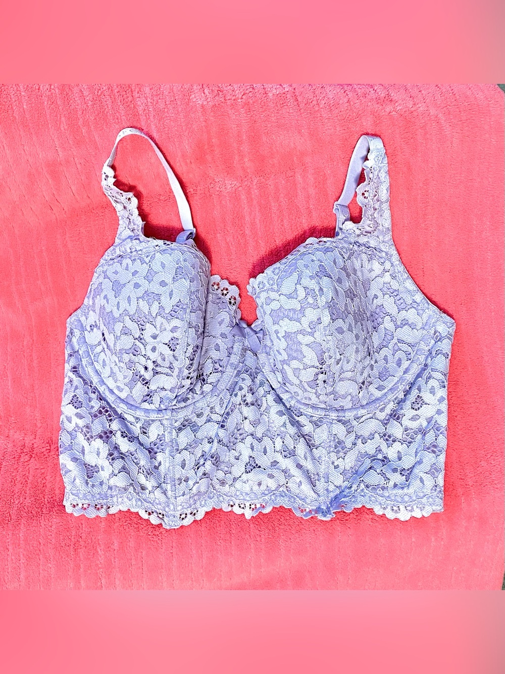 VICTORIA’S SECRET~ Body By Victoria -Lined Demi Longline Bra -Sz 36D-Purple Lace